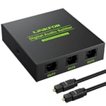 LiNKFOR Diviseur Audio Optique 1x3 SPDIF Diviseur Optique Toslink avec 1 PCS Cable Optique Alliage d'aluminium 1 en 3 Support LPCM 2.0 DTS Dolby-AC3 Compatible avec la PS3 Xbox DVD HDTV STB Etc