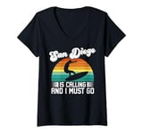 Womens San Diego Is Calling And I Must Go California V-Neck T-Shirt