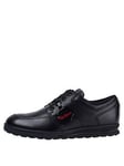 Kickers Youth Troiko Lace Leather School Shoe, Black, Size 6 Older