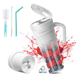 Vaeqozva Portable Blender Smoothie Maker, 470ml Portable Smoothie Blender for Fruit Shakes, USB Rechargeable Mini Blender Smoothie Maker Portable Juicer with handle & BPA Free Bottle, White