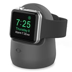 AHASTYLE iWatch Charger Stand Silicone Dock Holder for Apple Watch Ultra 2, Ultra, SE2, SE, Series 10 9 8 7 6 5 4 3 2 1 (49/46/45/44/42/41/40/38mm), Supports Nightstand Mode (Dark Gray)