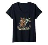 Womens Baba-Yaga House V-Neck T-Shirt