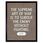 Artery8 Dictionary Inspiring Quote Sun Tzu Art of War Subdue Enemy Without Fighting Art Print Framed Poster Wall Decor 12x16 inch