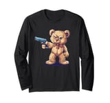 Cool adult Teddy Bear with firearm and pistol in hand Long Sleeve T-Shirt