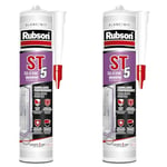 RUBSON ST5, Mastic sanitaire spécial carrelages périphériques, Joint silicone à base aqueuse sans odeur, anti-moisissures, Coloris blanc, cartouche 300ml (Lot de 2)