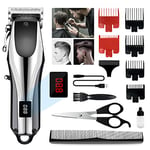 Tondeuse Cheveux Hommes, Kit Tondeuse Barbe electriques Professionnelle, Sans Fil Tondeuse à Cheveux Rasoir Barbe Tondeuse, Écran à LED, USB Rechargeable, pour Salon de Coiffure et la Famille