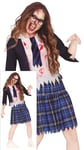 FIESTAS GUIRCA Déguisement de lycéenne morte pour femme – Uniforme de lycée bleu zombie – Costumes d'Halloween pour femmes et adolescentes de 14 à 16 ans