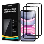 ESR Full-Coverage Tempered-Glass for iPhone 11 Screen Protector/iPhone XR Screen Protector [2-Pack] [Easy Installation Frame] [3D Curved Edges] for iPhone 11/iPhone XR