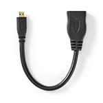 Nopea HDMI-naaras-HDMI-mikrokaapeli Ethernetillä, 4K@30Hz, 10,2 Gbps, 0,2 m