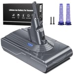 Morpilot 6500mAh Batterie pour Dyson V8 SV10, 21.6V Compatible avec Dyson V8 Absolute V8 Animal V8 Fluffy SV10 Cordless Vacuum avec 2PCS Filtres Lavables