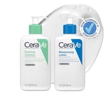 CeraVe Face & Body Routine for Oily Skin, Foaming Cleanser & Moisturising Lotion 236ml x2