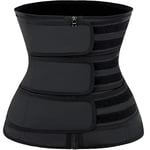 Midjetränare för kvinnor Latex Underbust JSculpt Dubbel träningsbälte Träning Sportgördel D-black (Triple Straps) 3XL