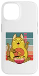 Coque pour iPhone 14 Chat à jaune, souriant, ludique, bol japonais