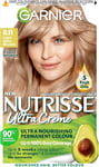 Garnier Nutrisse Creme Blonde Hair Dye Permanent, Up 8.11 Light Ashy 