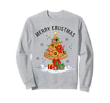 Funny Pizza on Earth Christmas Tree Merry Crust-mas Pizzamas Sweatshirt