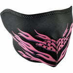 Ansiktsmask halv zan headgear - Pink flames rosa svart en storlek passar de flesta neoprene