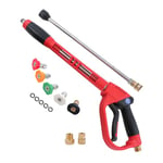 AIM Tools Pistolet de Nettoyeur Haute Pression 5000 PSI avec 5 Embouts de Buse, 16" Tige d'Extension de Rechange, 1/4" Connexion Rapide, Raccord M22 14 mm, Kit de Nettoyage Voiture