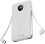 Power Bank 10000mah Usb C Avec Câbles Intégrés, Chargeur Portable 22.5w Qc 3.0 & Pd Charge Rapide. Led Affichage Powerbank Pour Iphone Samsung Huawei Xiaomi Switch (White)