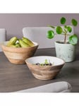 One.World Appleton Mango Wood Serving Bowl, 20.5cm, Natural/White