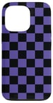 Coque pour iPhone 13 Pro Violet, noir, motif damier, carreaux