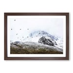 Big Box Art The Swiss Alps with a Flock of Birds Painting Framed Wall Art Picture Print Ready to Hang, Walnut A2 (62 x 45 cm)