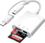 Lecteur de Carte SD pour iPhone iPad - 3 en 1 USB C Lecteur de Carte SD pour Micro SD/SD - Adaptateur de Carte mémoire Photographie, pour iPhone 15/16, Galaxy S24/S23, Huawei, Xiaomi