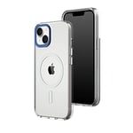 RhinoShield Coque Clear Compatible avec Magsafe pour [iPhone 14/13] | Force magnétique supérieure, Haute Transparence et résiste au jaunissement. Personnalisable- Bleu Cobalt Contour objectifs Photo