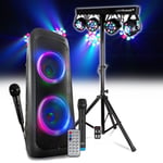 Enceinte DJ 1000W Lumineuse Lecteur CD, Amplifiée/Batterie, Bluetooth USB, SONO, Jeux de lumières PartyBox, Soirée, Fête, BAR