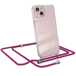 For Apple iPhone 15 Plus Case Phone Cover To Hang Cord Case Chain Pink