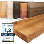 LAMO Manufaktur Étagère murale en bois massif, bord irrégulier, étagère flottante PURE, sans fixations, sans trous, Rustique 60cm, LW-01-A-003-60