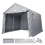 VEVOR Abri de Jardin, Tente de Rangement Garage Extérieur 213,4x365,8x224,3 cm Toutes Saisons avec Porte à Fermeture Éclair Enroulable, Fenêtres Ventilées pour Voitures, Motos, Vélos, Outils de Jardin