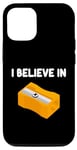 Coque pour iPhone 12/12 Pro I Believe in Taille-crayons manuel rotatif Pointe graphite