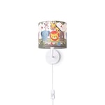 Paco Home Chambre Enfant Applique Abat-Jour Tissu Rond Jungle Animaux Garçon Fille E27 Zoo