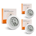 Lot Thermometre Interieur Maison, 3 Pièces Mini LCD Digital Thermometre Hygrometre Barometre Interieur, Mesure Precision Mural Petit Thermomètre d'intérieur pour Chambre Bebe, Culture and Cave, Blanc