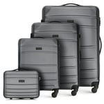 WITTCHEN Valise de Voyage Set de 4 valises Bagages à Main Trousse de Toilette Set de valises en ABS avec 4 roulettes pivotantes Serrure à Combinaison Poignée télescopique Globe Line Gris