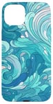 iPhone 15 Plus Swirl Blue Color Illustration Pattern Abstract Art Case