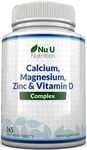 Calcium Magnesium Zinc Vitamin D -  365 Vegetarian Tablets - Osteo Supplement