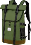 Kasgo Laptop Backpack for Men, Water Resistant 17 inch Vintage Rucksack Roll Top