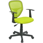 Idimex - Chaise de bureau pour enfant studio fauteuil pivotant et ergonomique avec accoudoirs, siège à roulettes hauteur réglable, mesh vert - Vert