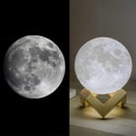 Moon Lamp Moon Light Night Light lapsille Lahja naisille USB-lataus ja kosketusohjauksen kirkkaus 3D-tulostettu lämmin ja viileä valkoinen kuulamppu (3,5 tuumaa moo