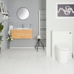 Meuble lavabo suspendu et meuble WC avec cuvette à poser – 80 cm – Effet chêne doré - Newington