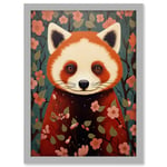 Red Panda Cute Tree Blossom Kids Bedroom Artwork Framed A3 Wall Art Print