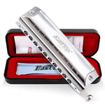 East top Harmonica chromatique professionnel 10 trous 40 tons en Do, Instrument avec étui Top Grade pour adults, joueur professionnel, débutant, étudiants, comme cadeau d'anniversaire