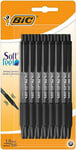 BIC Soft Feel – Stylos à Bille avec Pointe rétractable Medium (1,0mn) et Grip en Caoutchouc - Noir, Blister de 15