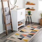 Livabliss Marietta Tapis Géométrique Scandinave - Tapis de Couloir, Salon, Salle à Manger, Chambre, Cuisine - Tapis Design Boheme Chic, Berbere Moderne, Tapis Poil Court 80x220cm - Beige, Orange, Gris