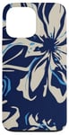 Coque pour iPhone 13 Pro Max Bleu marine audacieux avec motif floral crème