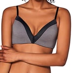 Sloggi Women's Wow Embrace PU Wireless Bra, (Black Combination M), L