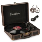 RP114W Briefcase Record Player with Built-in Speakers, USB, Vinyl to MP3 - Wood