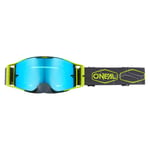 O'NEAL | Lunettes de vélo et de motocross | MX MTB DH FR Downhill Freeride | Sangle réglable, confort et ventilation optimaux | Lunettes B-30 Hexx V.22 | Unisex | Gris Néon Jaune - Bleu Miroir | OS