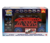 Hot Wheels Monster Trucks Power Smashers BoneShaker Hauler with 6 Trucks